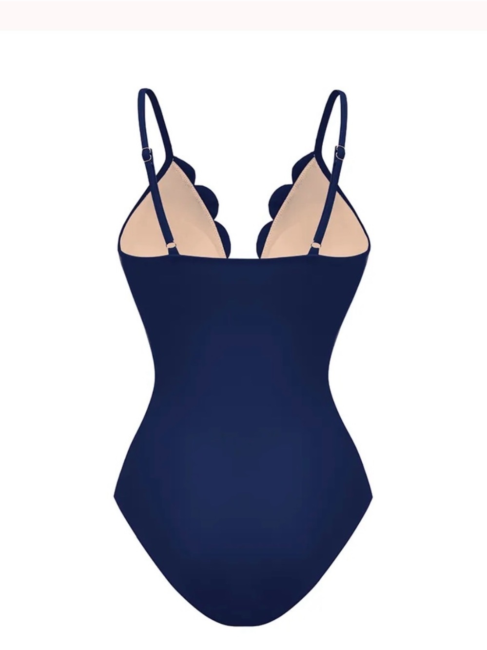 Navy Blue Laser-Cut Maxi Swim Dress with Spaghetti Straps - Picture 5 of 15